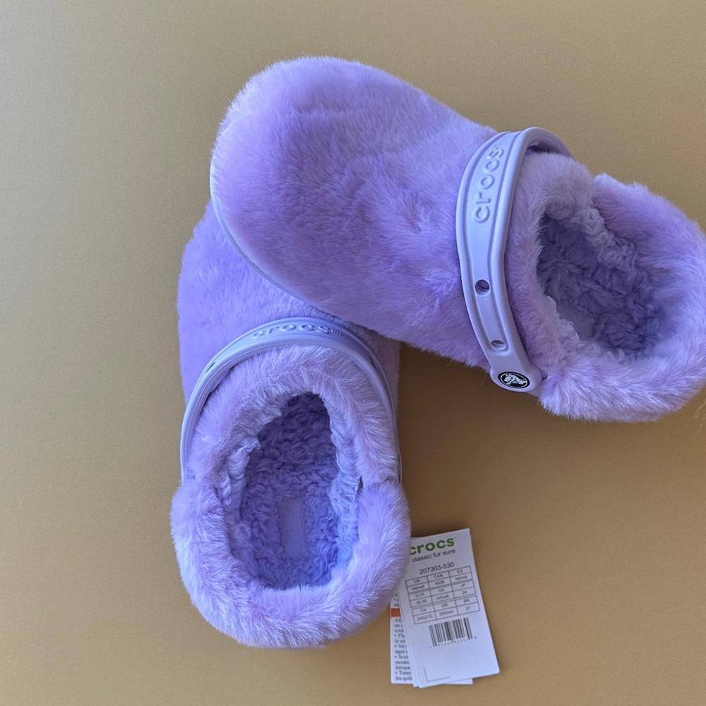 CROCS Classic Fur Sure Fuzzy Clogs in Purple - Picture 9 of 12